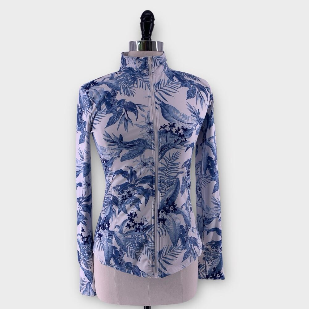 Tommy Bahama Golf Full Zip Top Blue White Tropical S